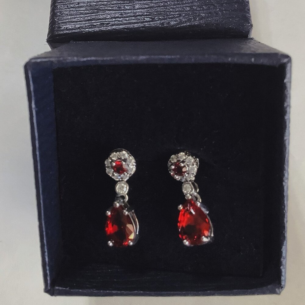 Stauer Sterling Silver Gemdrop Ruby Earrings - image 3